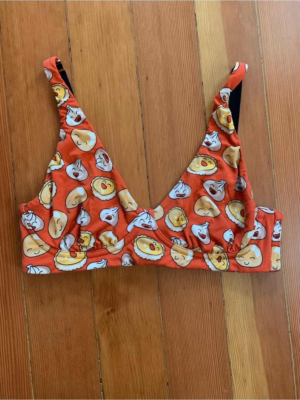 MeUndies Orange Dumpling Print Wireless Bra Sz M